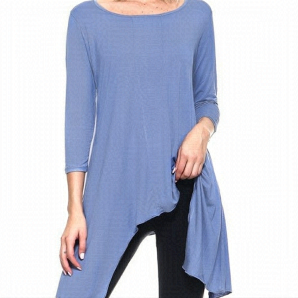 YELETE 3/4 Sleeve Misty Blue Tunic Top Size Medium NWT